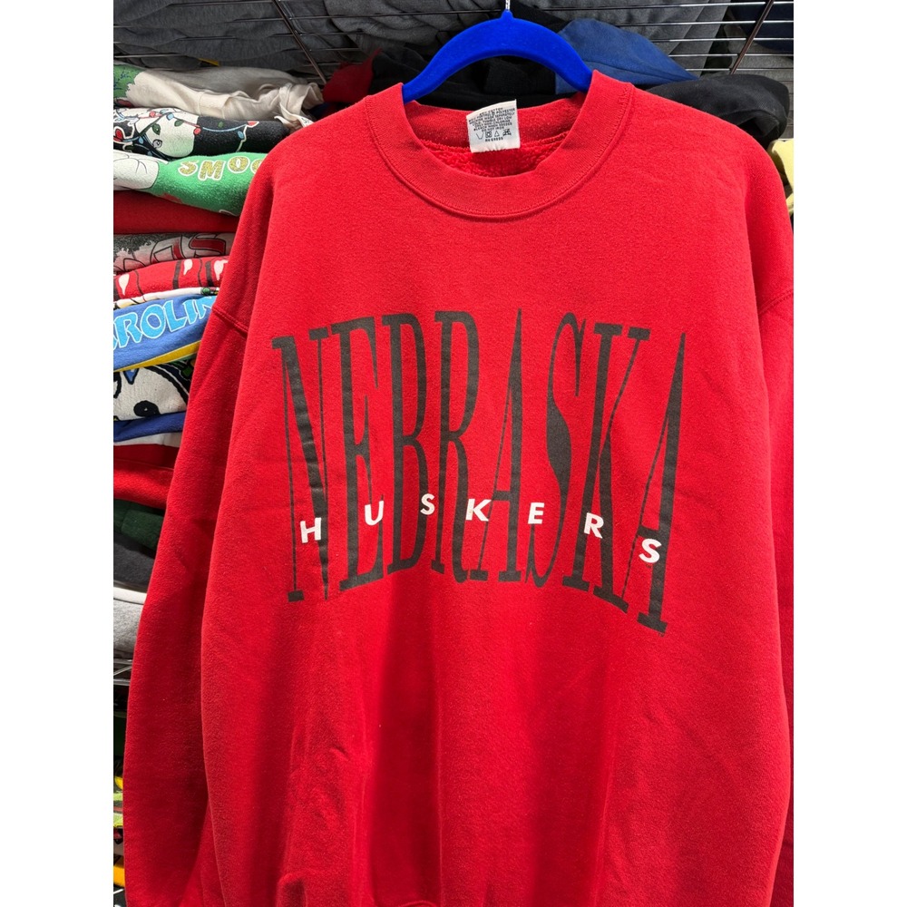 Vintage Nebraska Huskers Sweatshirt 20/20 Sport Red Crewneck Mens Large USA Made